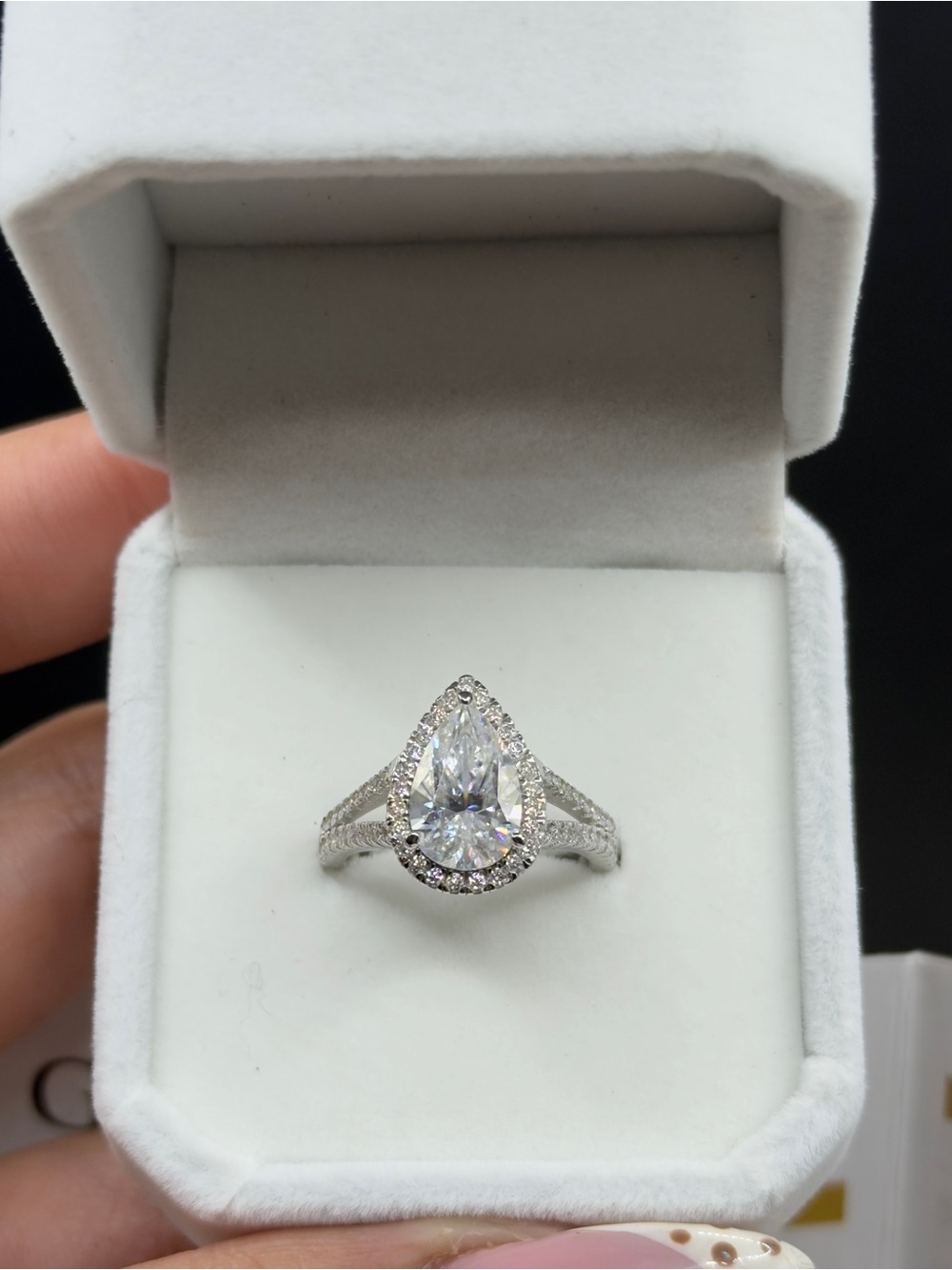 3.5cttw pear cut moissanite engagement ring size 5,6,7 available